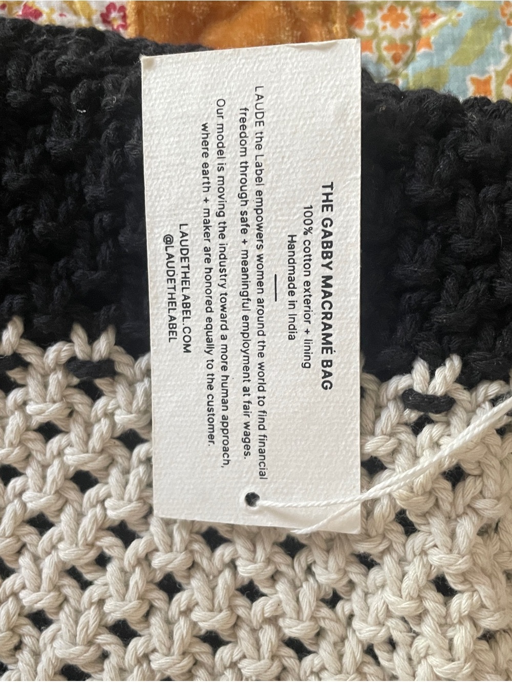 NWT Curateur x Laude The Label Gabby Mini Macrame Bag Black and White Cotton - Picture 6 of 10